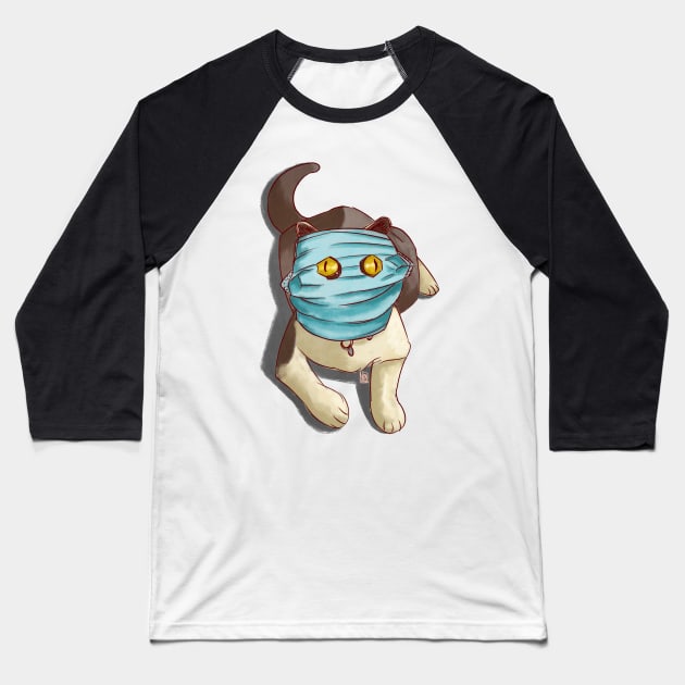masked covid cat Baseball T-Shirt by NevermindOnArt